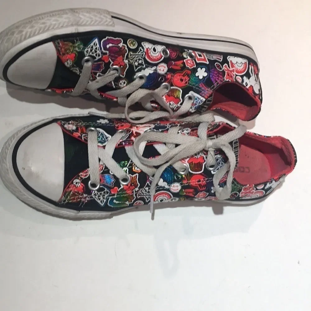 Converse All Star Jr. Black Ponies & Skulls Size 4